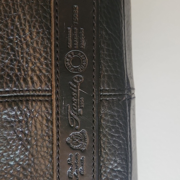 VINTAGE FOSSIL BLACK PEBBLED LEATHER SHOULDER BAG WITH FRONT POCKET - Picture 8 of 13